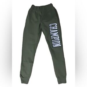 Army green champion varsity lettering drawstring heavy sweats sweatpants